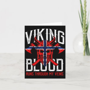 Viking Blood Skull Norwegian Flag Pride Norway Card