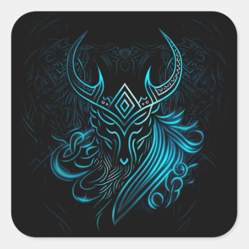 Viking blue symbol digital graphic square sticker