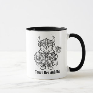 Viking Book Boyfriend Touch Her and Die Teddy Bear Mug