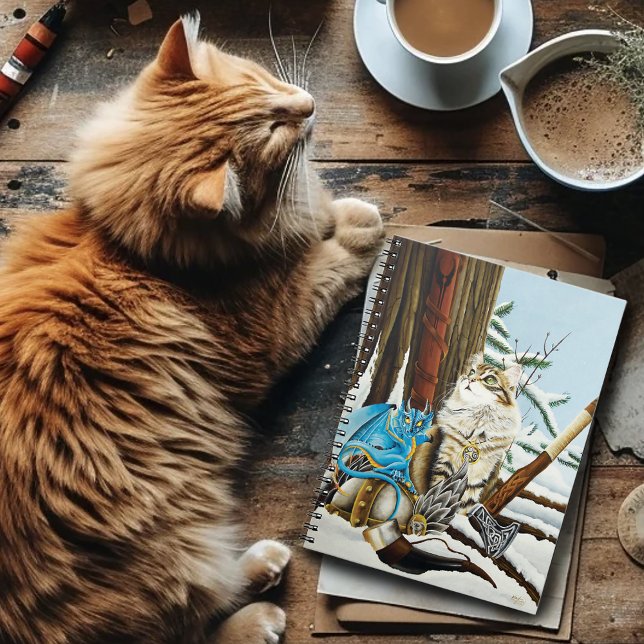 Viking Cat Blue Dragon Fantasy Notebook (Creator Uploaded)