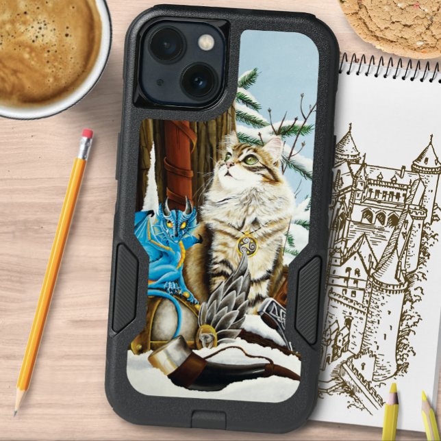 Viking Cat Blue Dragon Fantasy  Otterbox iPhone Case (Creator Uploaded)