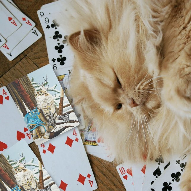 Viking Cat Blue Dragon Fantasy  Poker Cards (Creator Uploaded)