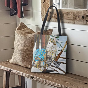 Viking Cat Blue Dragon Fantasy Tote Bag