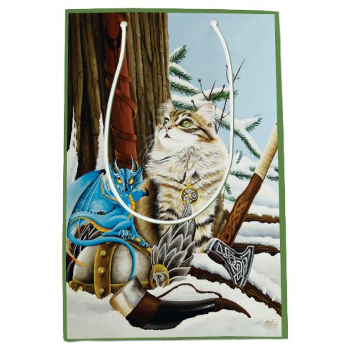 Viking Cat Blue Dragon Medium Gift Bag