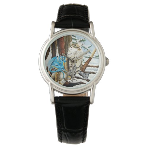 Viking Cat Blue Dragon Watch