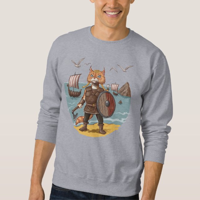 Viking Cat Warrior Sweatshirt (Front)