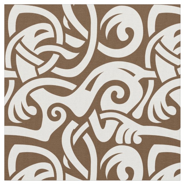 Viking Celtic Intertwining Animal Pattern Fabric (Close Up)