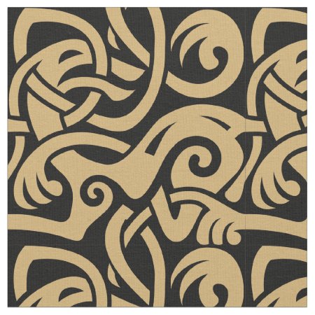 Viking Celtic Intertwining Animal Pattern Fabric