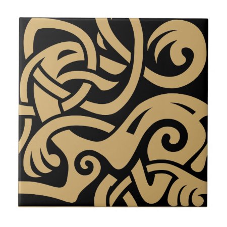 Viking Celtic Intertwining Animal Pattern Tile