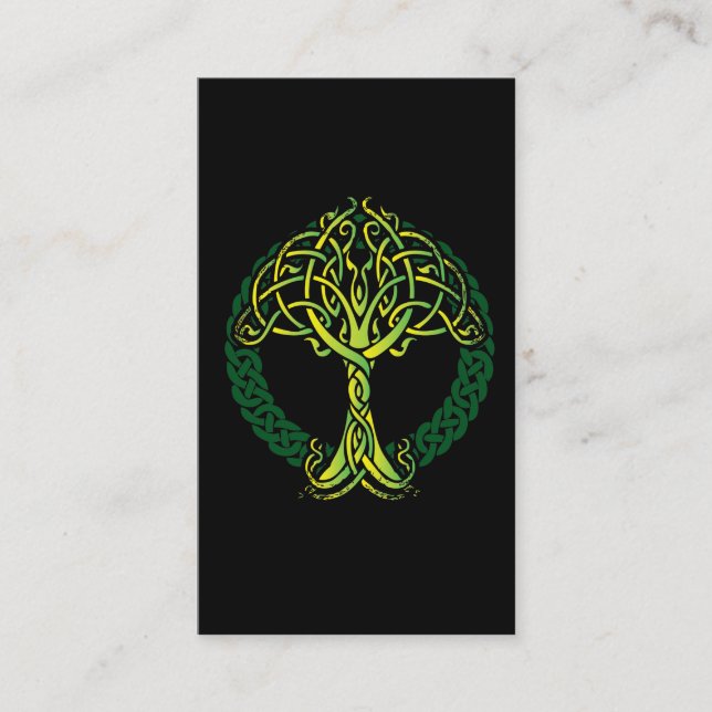 Viking Celtic Knotwork Tree of Life Business Card (Front)