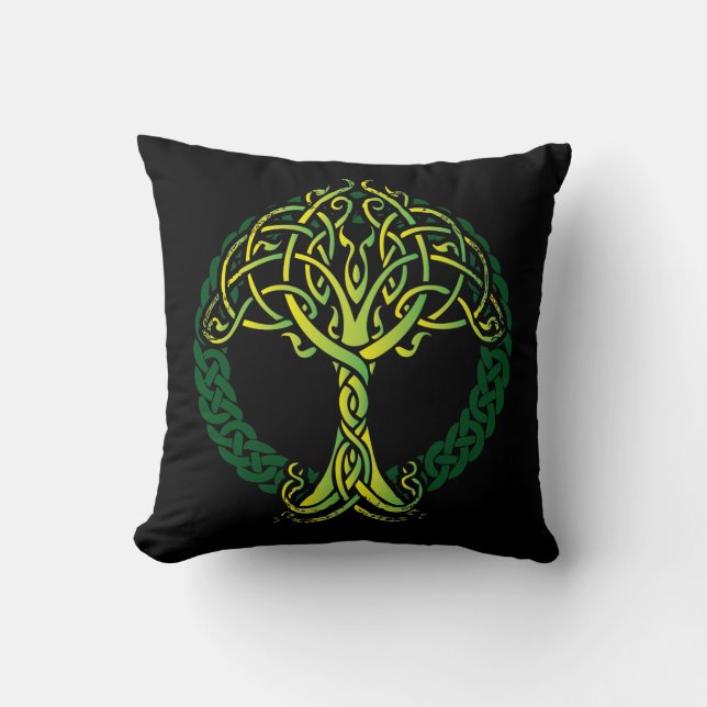 Viking Celtic Knotwork Tree of Life Throw Pillow (Front)