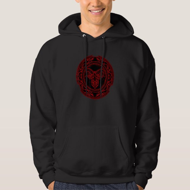 Viking Celtic Ram Aries Zodiac Hoodie (Front)