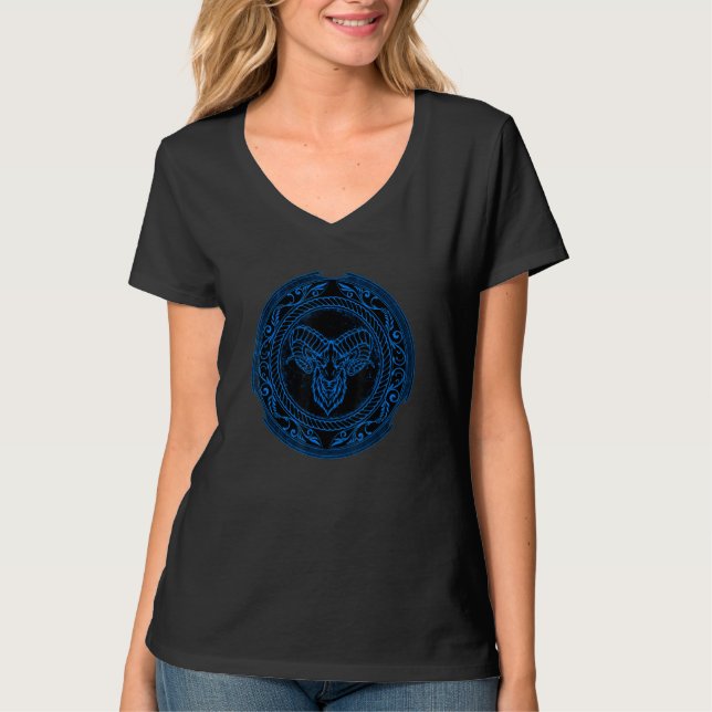 Viking Celtic Ram Aries Zodiac T-Shirt (Front)