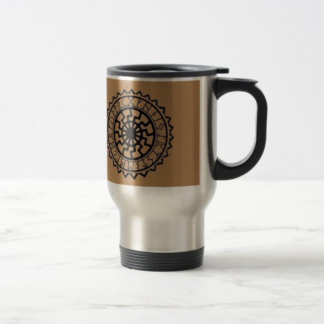 Viking Celtic Sun Rune Calendar Travel Mug (Right)