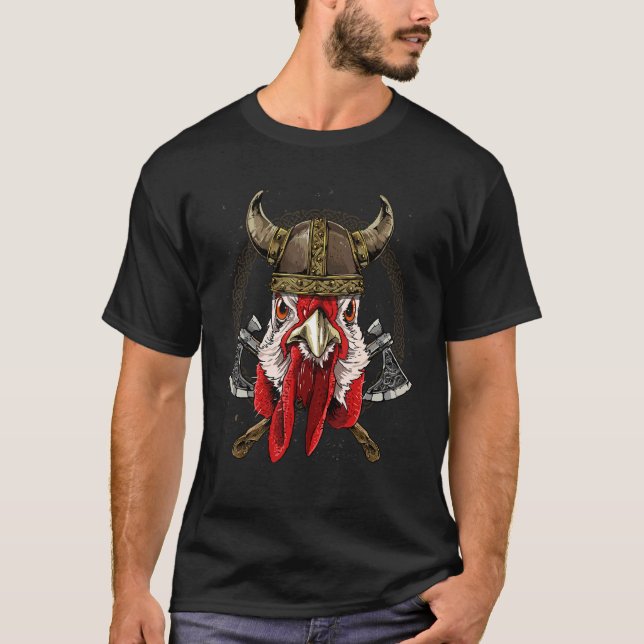 Viking Chicken Renaissance Medieval Norse Pagan Va T-Shirt (Front)
