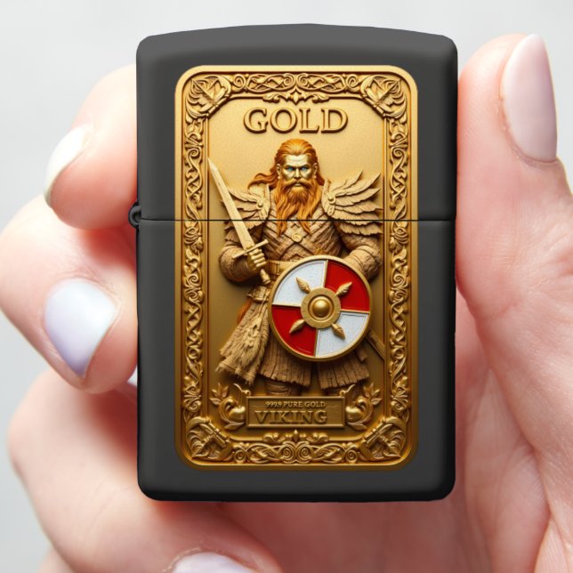 Viking Chieftain Gold Bullion Zippo Lighter (In Hand)