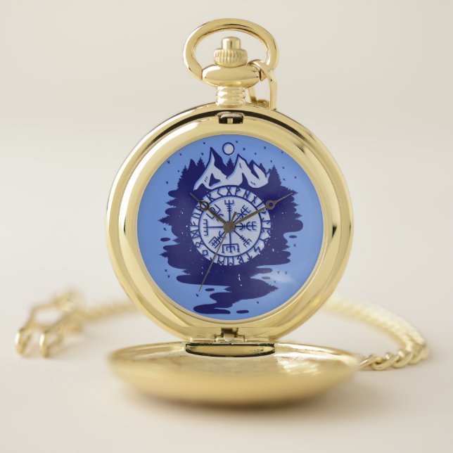 Viking Compass Nordic Symbols Pocket Watch (Inside)