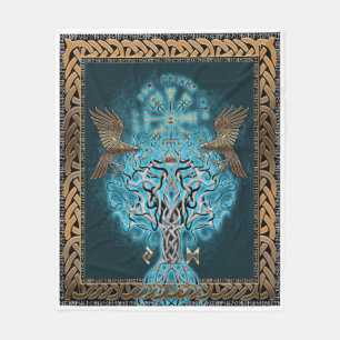 Viking Compass Yggdrasil Fleece Blanket