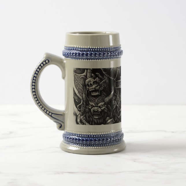 Viking design beer stein (Left)