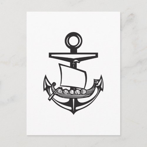 Viking dragon Ship on an Anchor Postcard