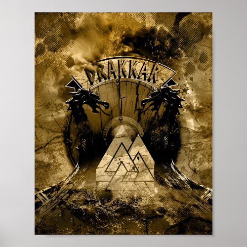 Viking Drakkar Dragon Heads Poster