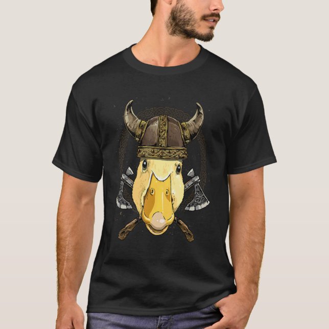 Viking Duck Renaissance Medieval Norse Pagan Valha T-Shirt (Front)
