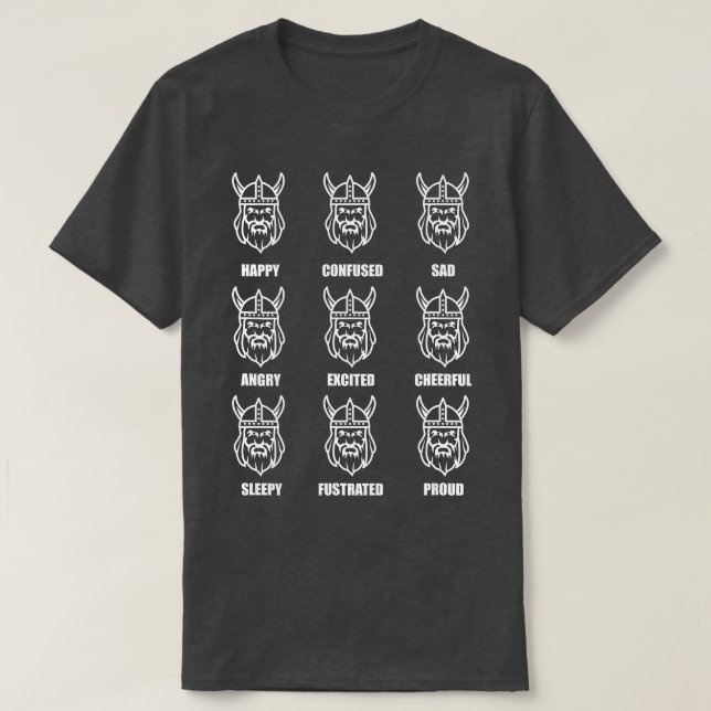 Viking Emotions  Norway Face Iceland Sweden  T-Shirt (Design Front)