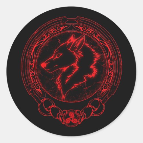 Viking Fenris Wolf and Valknut Classic Round Stick Classic Round Sticker