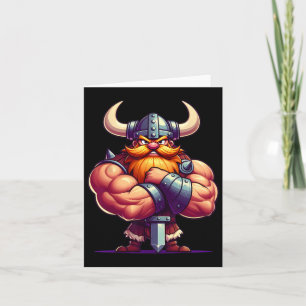 Viking Flexing Muscles Fan Lover Bodybuilding Gym Card