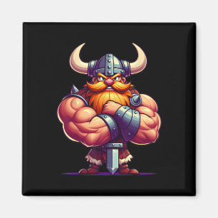 Viking Flexing Muscles Fan Lover Bodybuilding Gym  Magnet
