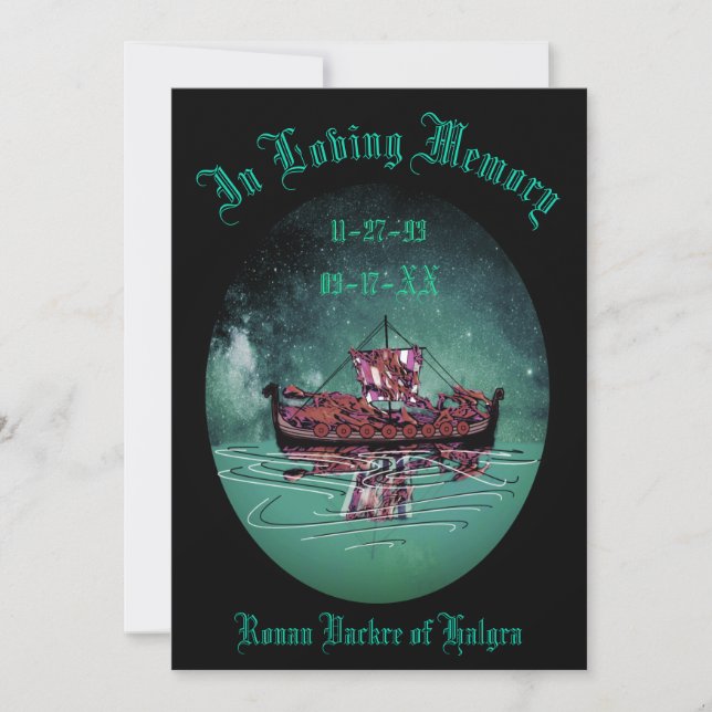 Viking Funeral Memorial  Thank You Card (Front)