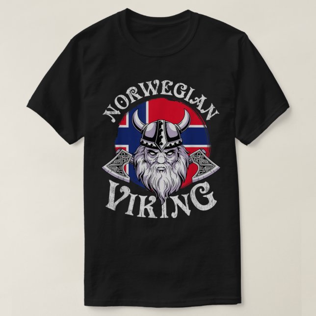 Viking Funny Norway Flag Vikings T-Shirt (Design Front)