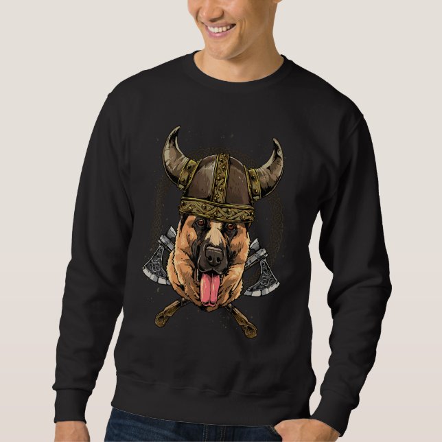 Viking German Shepherd Renaissance Norse Pagan Val Sweatshirt (Front)