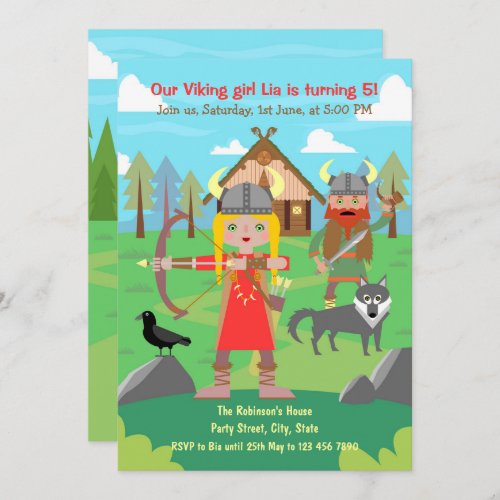 Viking Girl Birthday Party Invitation