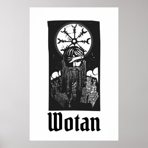 Viking God Wotan with sun dial Poster