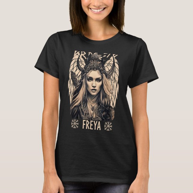 Viking Goddess Freya Shieldmaiden Celtic Mythology T-Shirt (Front)