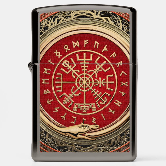 Viking Gold: Magic Runic Compass Zippo Lighter (Front)