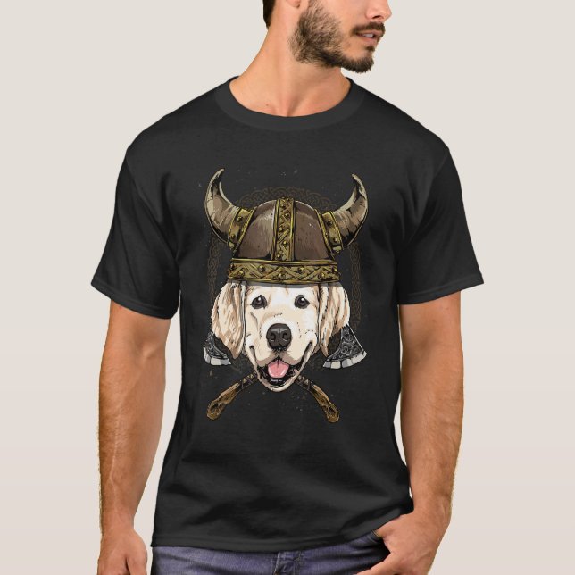 Viking Golden Retriever Renaissance Norse Pagan Va T-Shirt (Front)