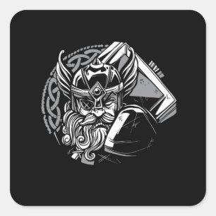 VIKING HAMMER SQUARE STICKER