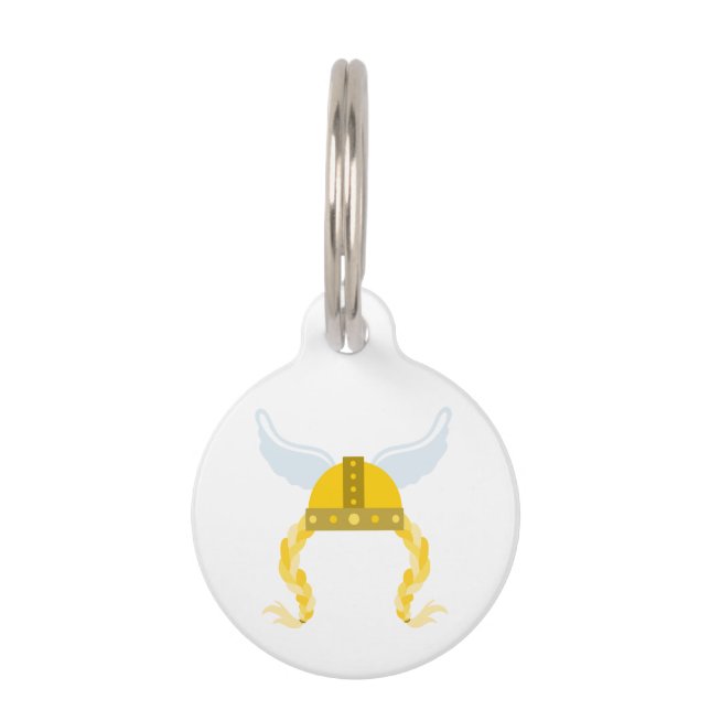 Viking Helmet Braids Pet ID Tag (Front)