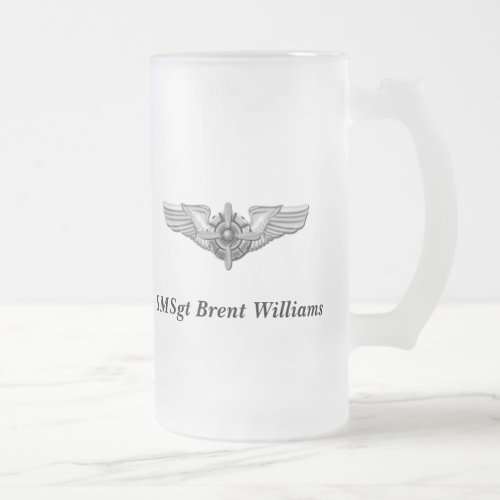 Viking Helmet  Wings_Personalized Frosted Glass Beer Mug