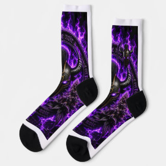 Viking Horned Helmet Socks Black Purple – Style