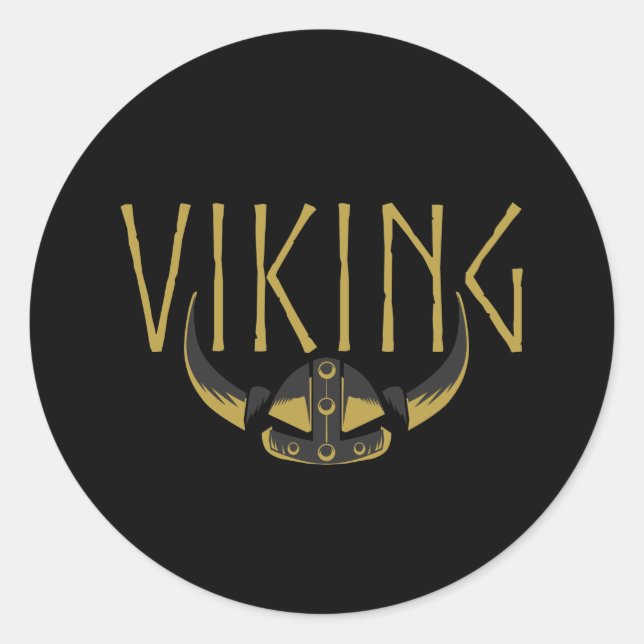 Viking Horned Helmet Stickers (Round) (Front)
