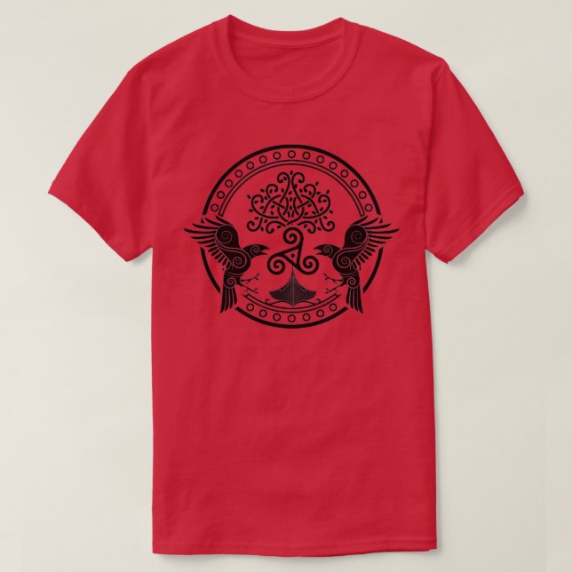 Viking Huginn and Muninn Celtic ODINS Ravens God h T-Shirt (Design Front)