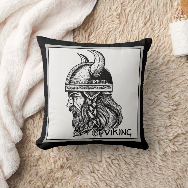 Viking in a helmet  throw pillow (Blanket)
