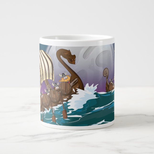 Viking Invasion Fleet Giant Coffee Mug (Front)