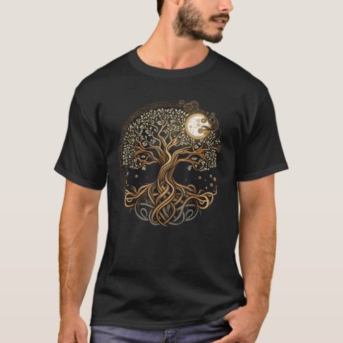 Viking Knotwork Yggdrasil on Celtic Nordic Moon Tr