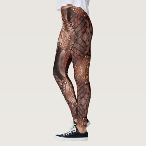 Viking Leather Vest Armour Abstract Brown Leggings