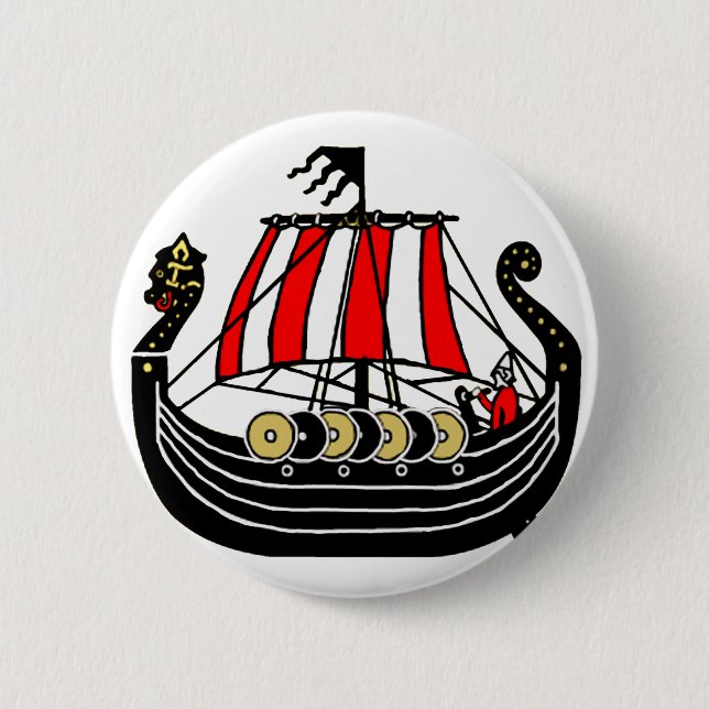 Viking Long Ship for Vikings Pinback Button (Front)