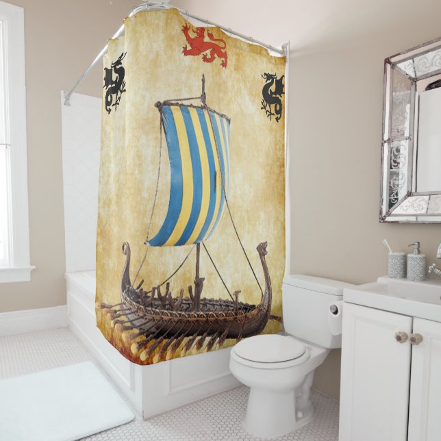 viking longboat v 6 shower curtain (In Situ)